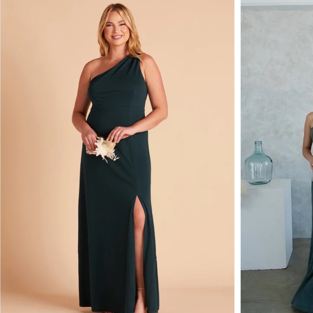 Birdy Grey Asymmetrical Green Gown with Slit - Never Worn!